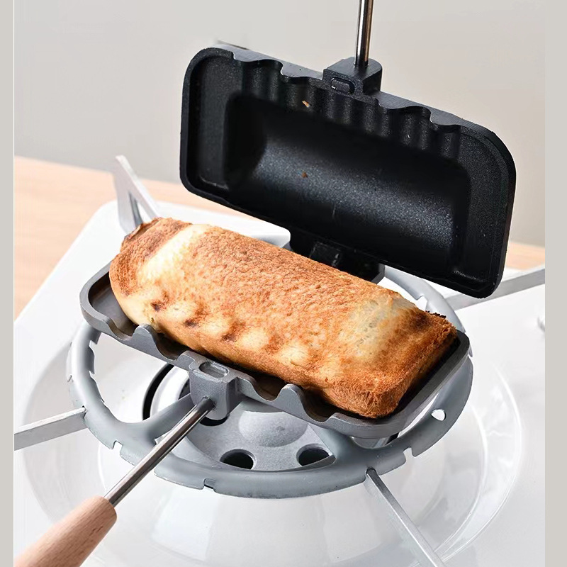 Outdoor camping sandwich pan with sealed edge toaster mold sausage pot double-sided small seashell baking pan breakfast pan