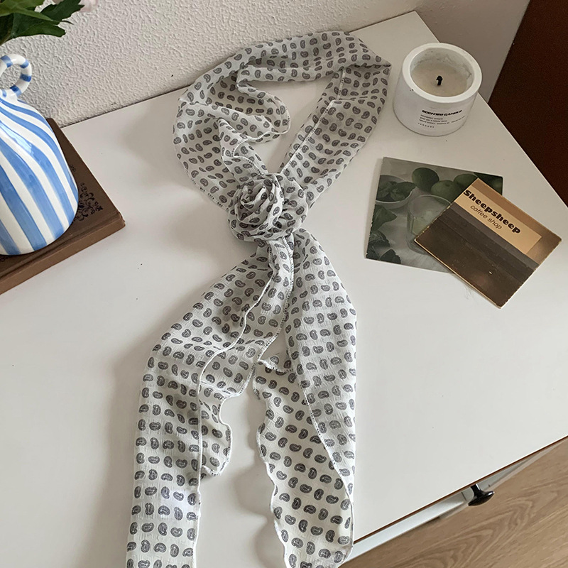 Bufanda de seda, banda larga, sentido de alta calidad, lunares, corbata delgada y estrecha, cinturón, bolso envuelto, cinturón para el cabello, cinta para el cabello, serpentina