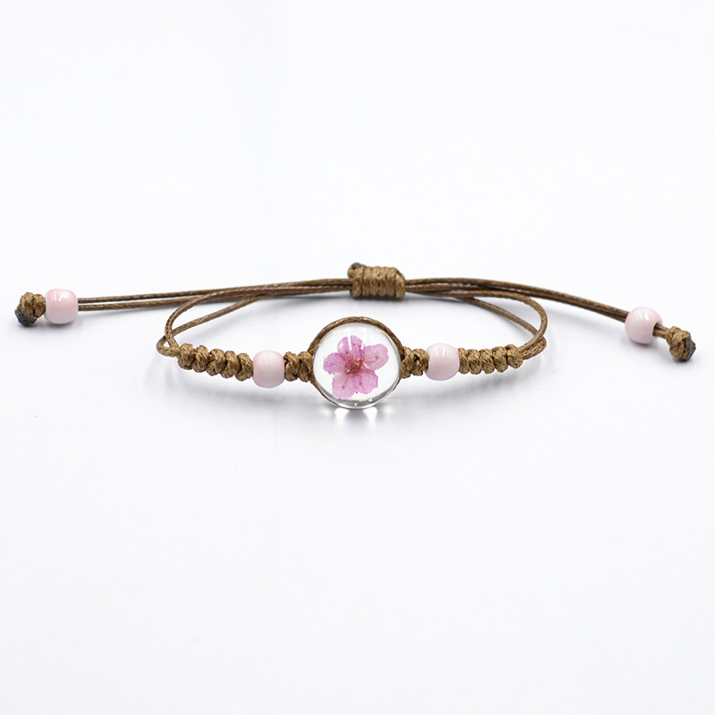 Simple Style Flower Dried Flower Glass Knitting Women's Bracelets display picture 3