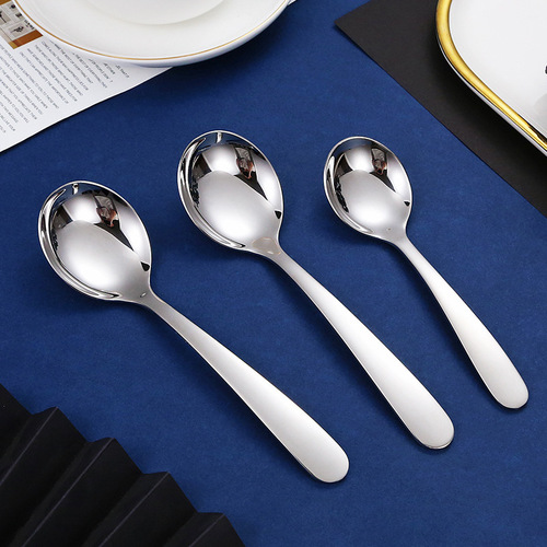 304 stainless steel round spoon hotel thickening and deepening spoon bird's nest spoon household spoon eating dessert mixing spoon