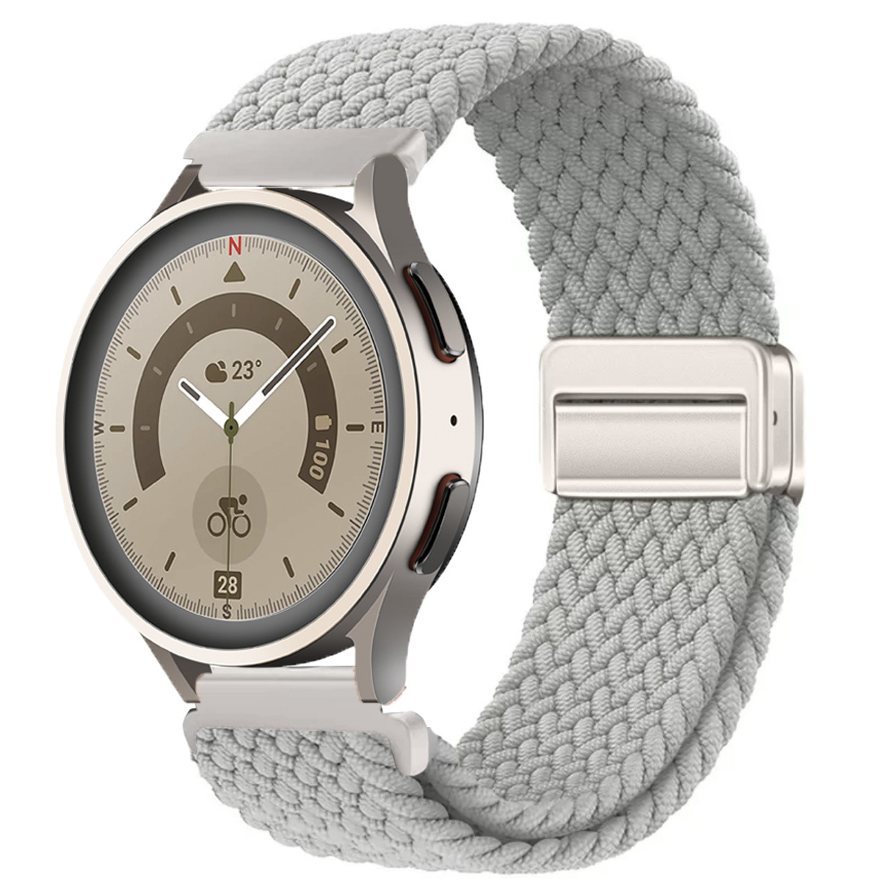 Adecuado para correa de reloj Huawei GT5 con hebilla de succión magnética, correa de reloj deportivo Samsung watch7 elástica y transpirable tejida de nailon