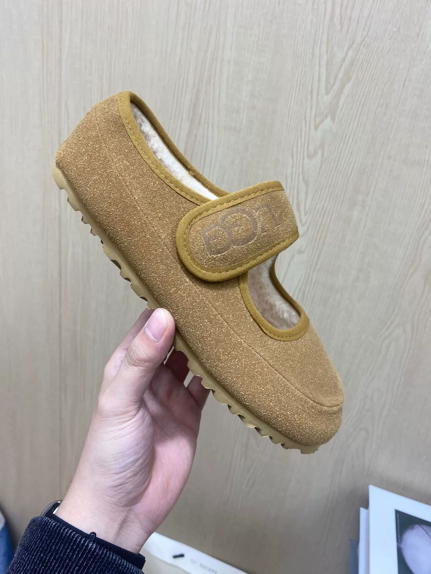 [Spot] Walnut color!Retro warm wool cotton single shoes for women wearing winter plus velvet beans and Mary Zhen shoes