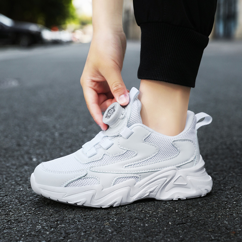 Zapatillas de deporte para niños transfronterizas de cuero para niños talla 26-40 zapatos de campus Los zapatos blancos muestran los zapatos para niños netos de las niñas