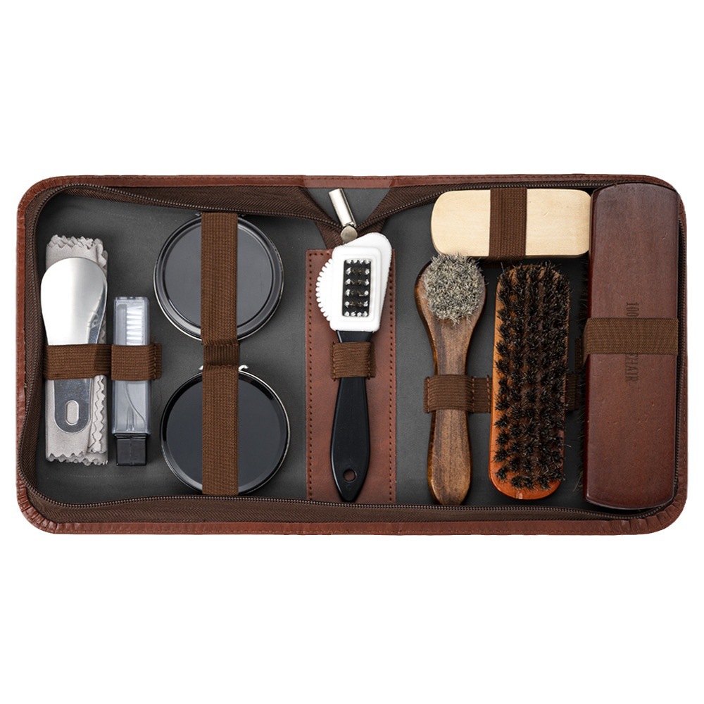 メーカー直販馬毛ブラシ靴油セット黒無色清潔保守油皮服看護靴磨きツール