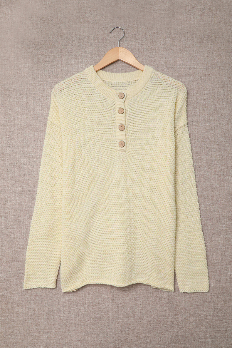 Solid Color Long Sleeve Buttoned Sweater NSQSY86999