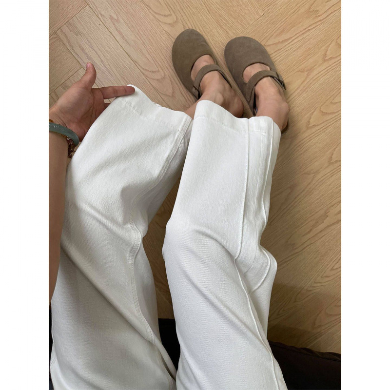 Blanco nueve pantalones rectos jeans para mujeres 2026 nueva primavera pequeña gran tamaño gordo mm delgado pantalones de tubería de cigarrillo de piernas anchas image 4