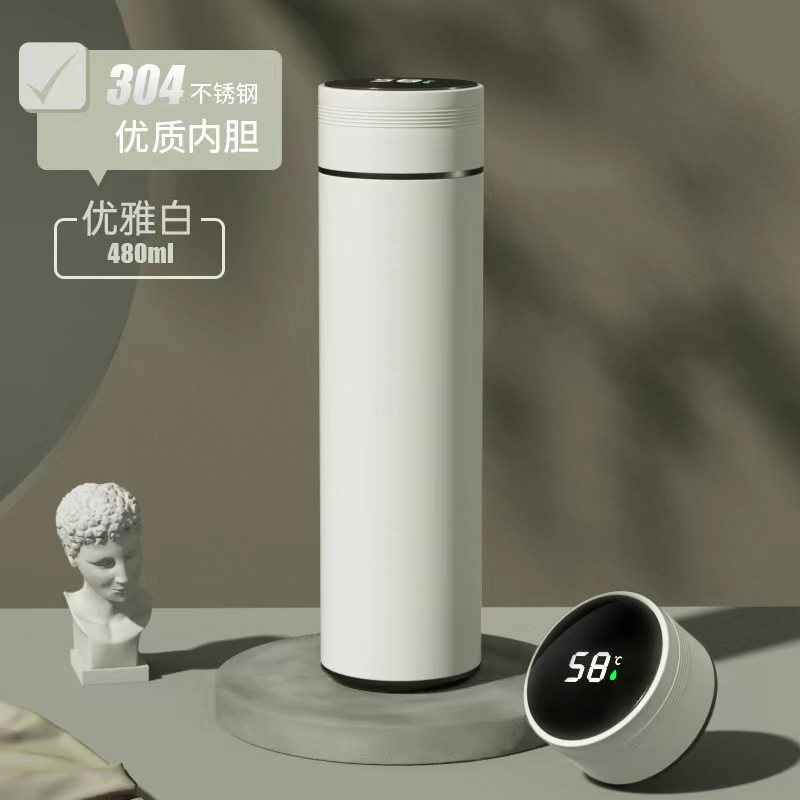 Negocio de acero inoxidable inteligente taza de aislamiento térmico Oficina taza recta hombres y mujeres publicidad regalo taza de agua personalización al por mayor