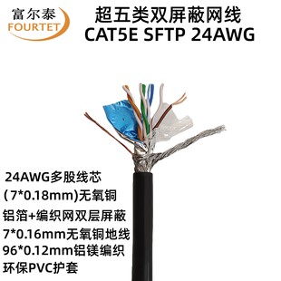 CAT5E SFTP 24AWG 超五类双屏蔽网线 7*0.18mm多股无氧铜网络线-阿里巴巴