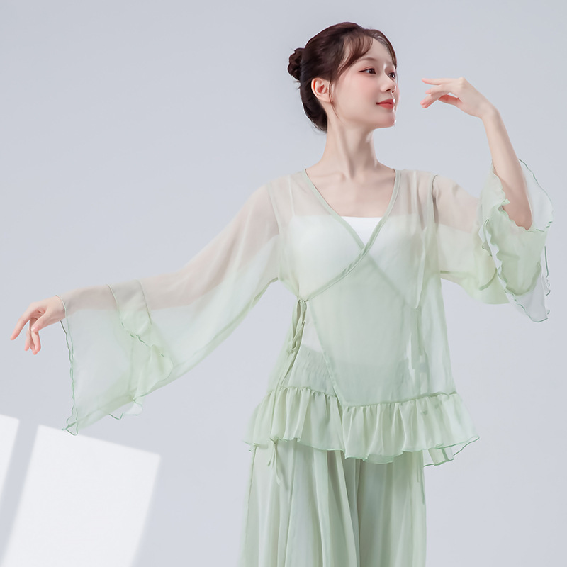 新中式古典舞练功服女新款撞色钉扣身韵马甲上衣民族风舞蹈演出服|undefined