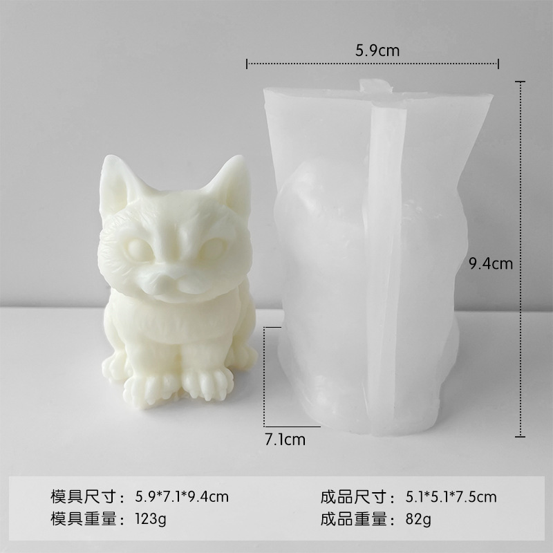 Jiahuimei lindo gato aromaterapia vela molde DIY tridimensional animal gatito yeso epoxi decoración abrasivo herramienta