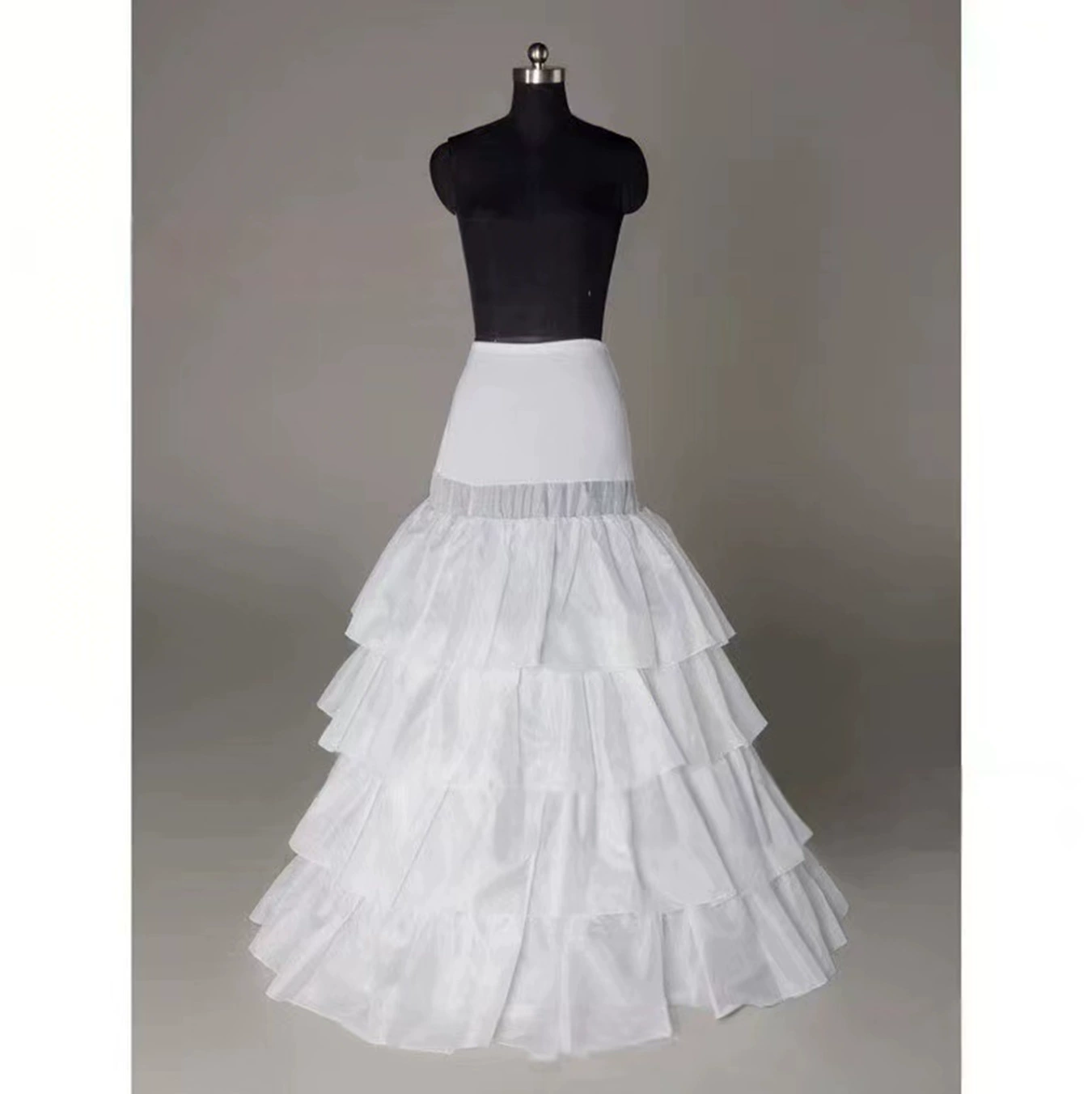 Юбка для свадебного платья в стиле лолита, белая, с поддержкой из эластичной ткани на талии, четырьмя стальными полосками и четырьмя оборками.