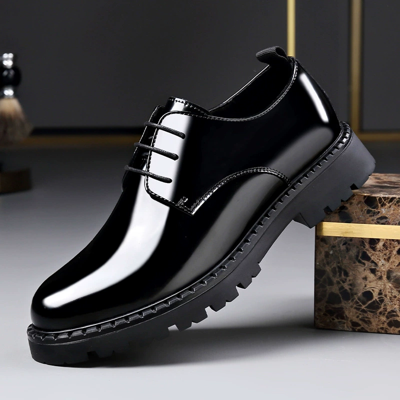 Конфандр кожаные туфли мужской бизнес повседневный британский лакированный мужской костюм с круглой головой на шнуровке свадебные туфли жениха