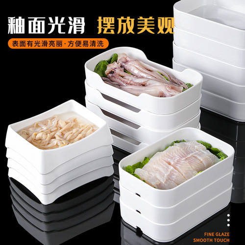 White tableware hot pot restaurant commercial side dish plate special melamine dish plate barbecue buffet plate plastic