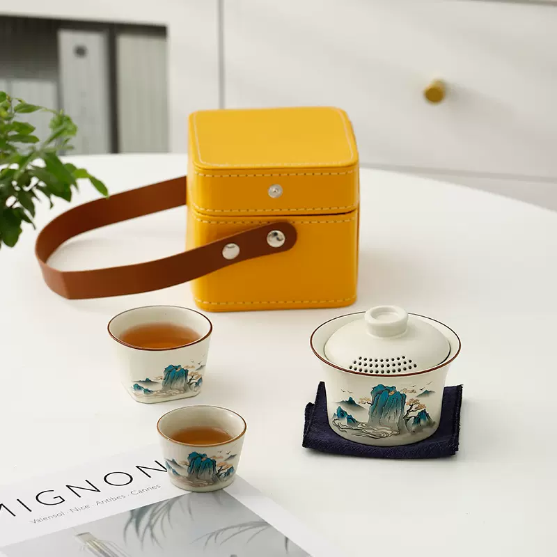 便携式旅行茶具套装一壶两杯户外露营喝茶装备商务伴手礼一壶一杯