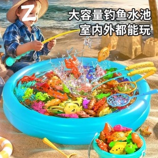儿童钓鱼玩具套装磁性女孩鱼竿捞鱼过家家戏水宝宝早教水池子工厂