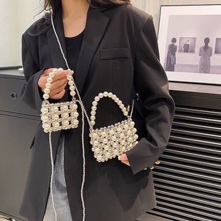 Internet Celebrity Mini Pearl Bag Women's 2023 New Fashion Joker Chain Bag ins Crossbody Handbag 14+16mm
