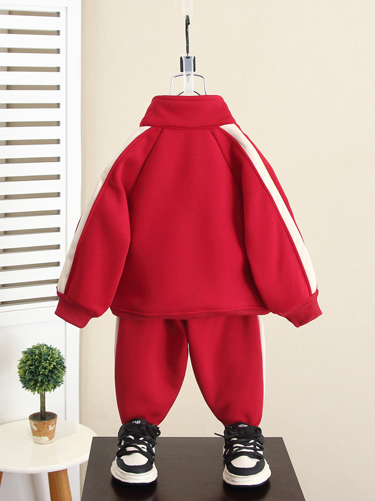 6583 Traje de terciopelo de otoño e invierno para niños Suéter informal para niños Chaqueta gruesa Ropa deportiva 2025 nueva ropa de invierno