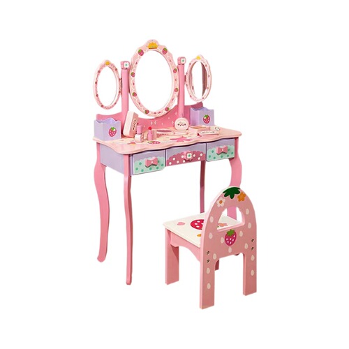 New Wooden Dress-Up Vanity Set Toy Set for Girls, Creative and Educational, Princess Makeup Birthday Gift, Wood Craft