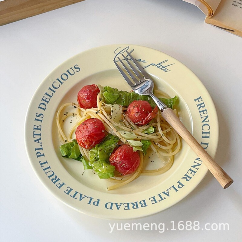 Internet Celebrity High-value Ceramic Plate Korean Ins Style Vintage Cream Dessert Plate Breakfast Plate Pagat Western Plate Internet Celebrity High-value Ceramic Plate Korean Ins Style Vintage Cream Dessert Plate Breakfast Plate Pagat Western Plate