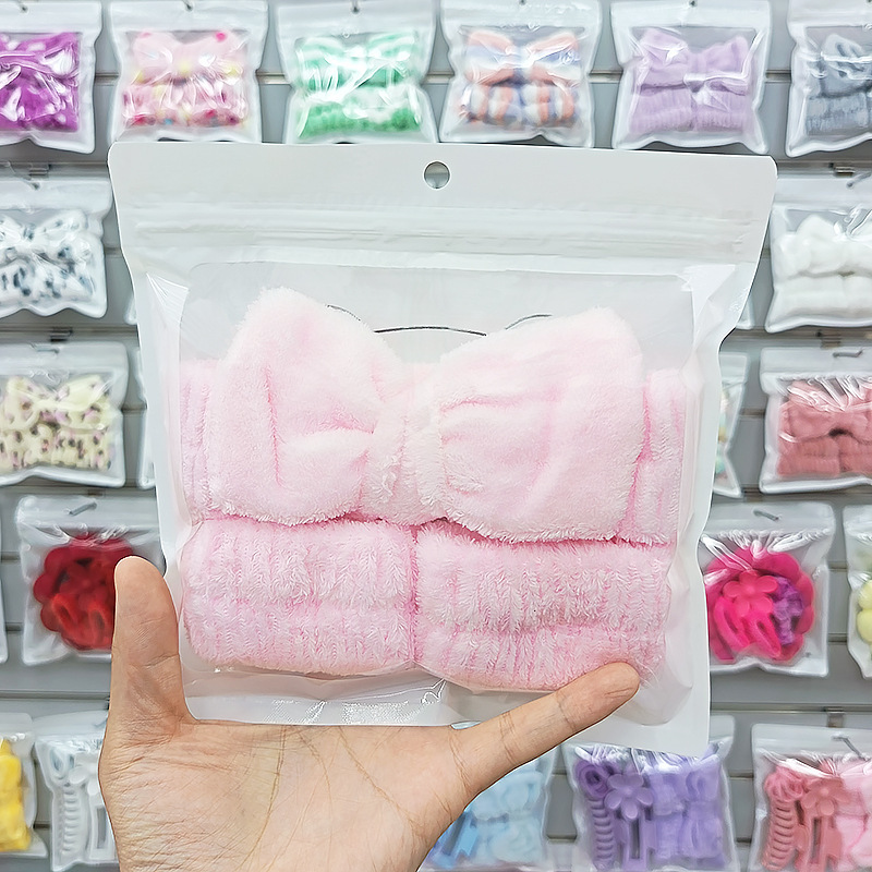 纯色蝴蝶结束发带三件套洗脸手腕带女专用头带防湿洗漱豹纹发箍圈|undefined