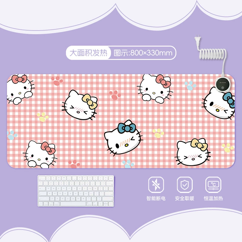 Hello kitty, table mat writing, table teaching laptop, mouse