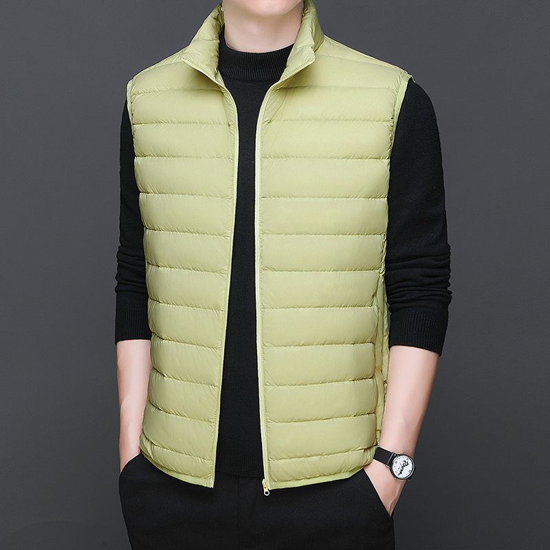 [Recomendación de Cui Wanzhi-Nuevo estándar nacional] pareja de chaleco de pluma ligero y delgado cuello vertical de tendencia de camisas de moda para hombres y mujeres