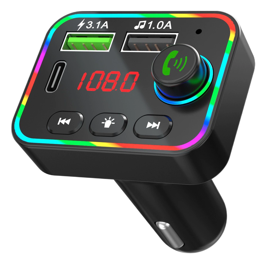 Автомобильный Bluetooth MP3-плеер Smart Bluetooth 5,3 чип U диск/TF карта F4 красочный налобный фонарь автомобиля