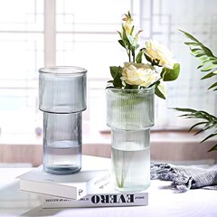 European-style Glass Vase with Water Tower Design, Instagram-Worthy, Large-Opening, Transparent Living Room Decor for Fresh and Dried Flowers