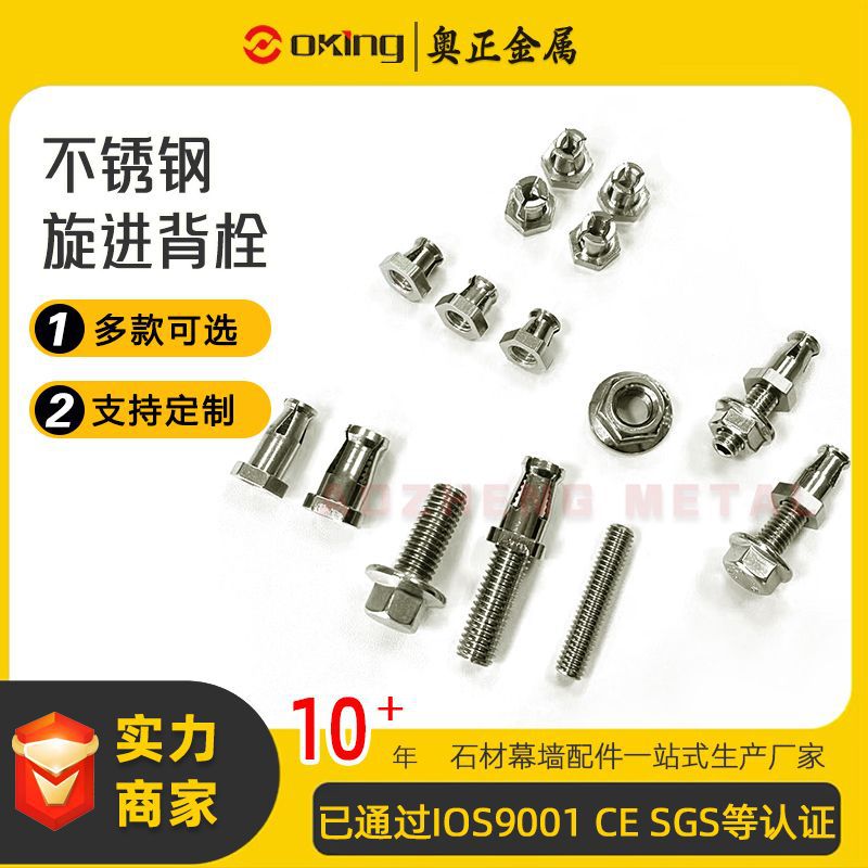 304不锈钢旋进式背栓螺栓石材 高硬度多规格幕墙背栓螺丝幕墙配件