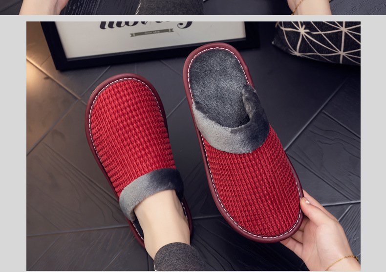 Unisex Basic Solid Color Round Toe Cotton Slippers display picture 3