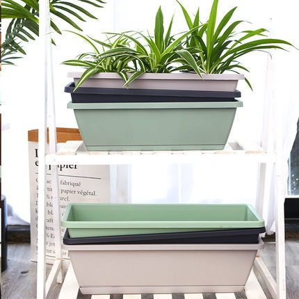 Balcony vegetable pots, family-specific vegetable planting rectangular flower pots, household plastic thickened long pot planting boxes