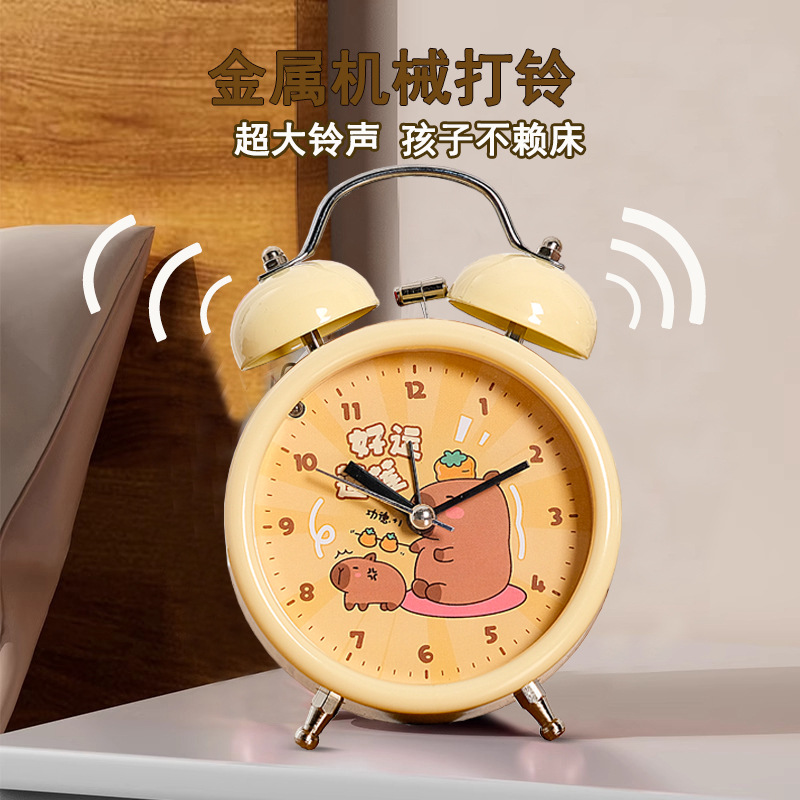 Capibara dibujos animados reloj de cama dormitorio lámpara de noche pequeña alarma digital adorable niño despertar artefacto mágico