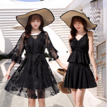 大码泳衣女2023年新款胖mm三件套200斤宽松保守超仙遮肉显瘦温泉