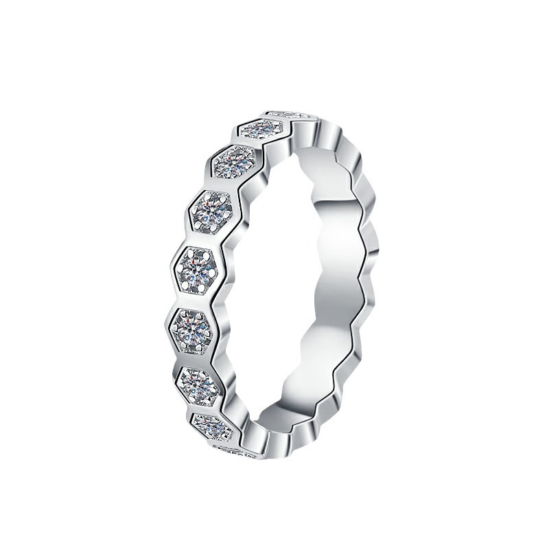 925 Sterling Silver Moissanite Ring For Women With Pt950 Plating_voghion.com