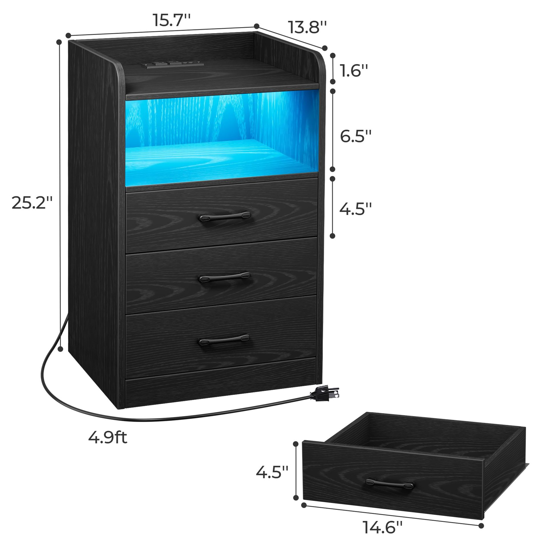 Comercio exterior personalizado cabecera dormitorio con puerto USB cabecera pequeño gabinete sala de estar con enchufe con lámpara sofá gabinete lateral