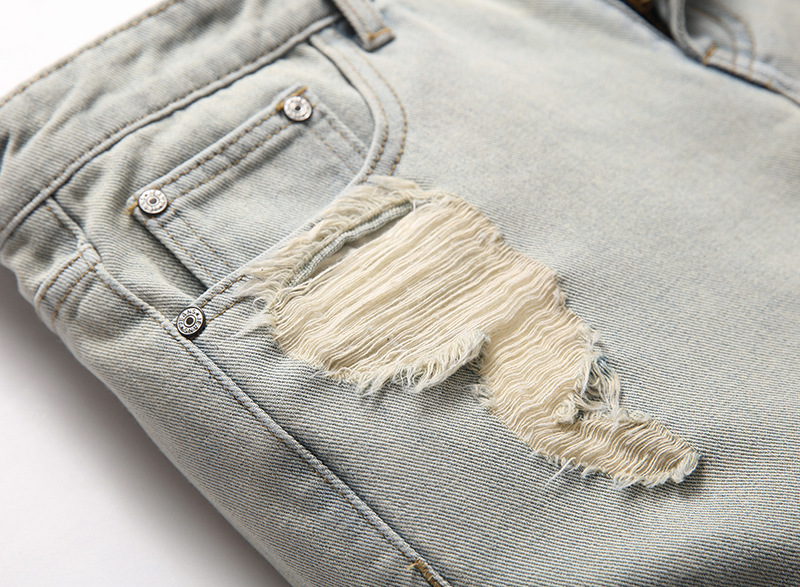 Pantaloncini jeans uomo distressed taglio dritto casual vintage_voghion.com