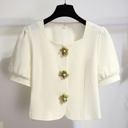 Ladies' Summer 2025 Fresh and Trendy Chinese Style Short-Sleeve Shirt, Stylish, Youthful, Slimming Floral Top
