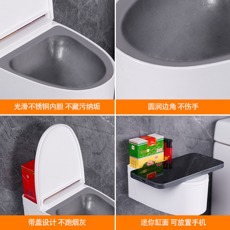 (2개) 벽걸이 화장실 재떨이 뚜껑이있는 펀치 프리 화장실 재떨이 창조적 인 미니 선물 도매