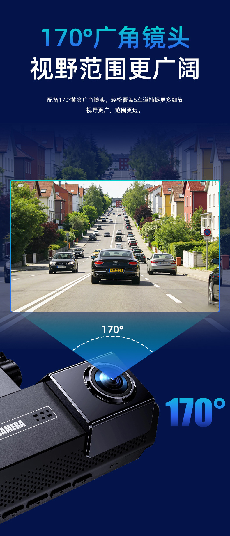 Cross-border touchscreen 4K+2K dual-camera dashcam with front and rear recording, new GPS wireless Wi-Fi dashcam, ADAS