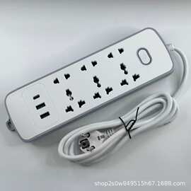 厂家直销欧式电源插排 纯白长款多国兼容插孔带USB 家用民宿工地