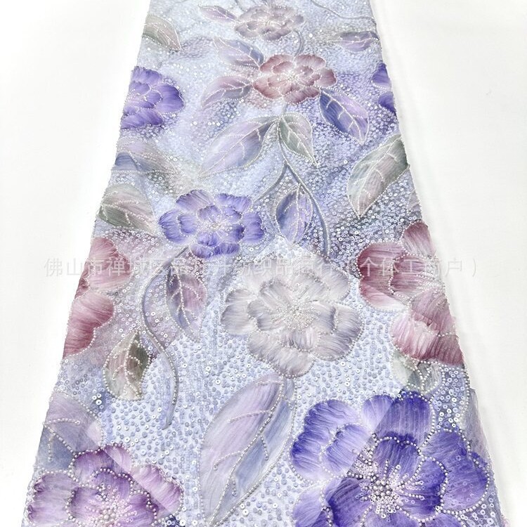 Francés Gaoding lujo ligero pequeño vestido de boda fresco cena vestido de moda tela de flores bordado image 4