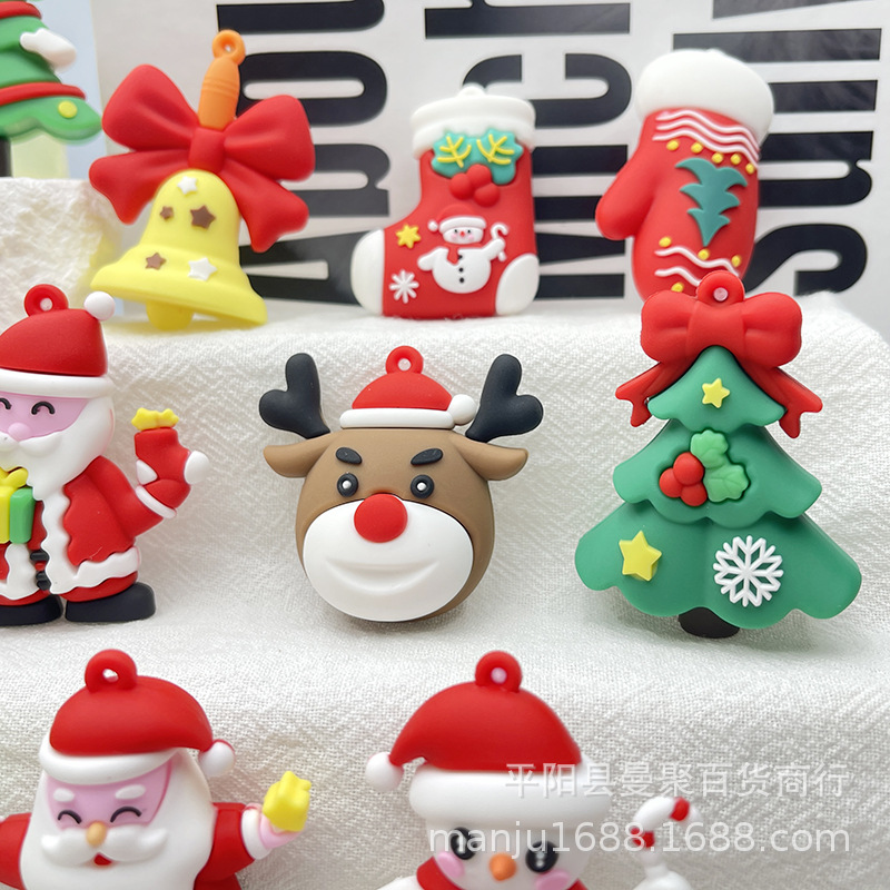 Nuevo llavero de Navidad colgante de goma suave de dibujos animados de Navidad muñeco de nieve ancianos llavero colgante de Navidad pequeño regalo