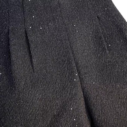 Designer-styled rhinestone wool shorts for women, winter petite shiny wide-leg bootcut pants, loose high-waisted A-line