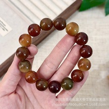 工厂精品琥珀色花皮玉化料菩提根手串男女绕指柔菩提子佛珠念珠圆