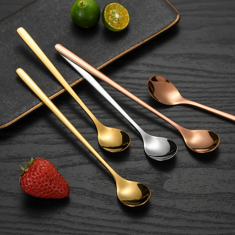 304 нержавеющая сталь капли воды садовая ложка с длинной ручкой креативный десерт Золотая ложка для смешивания кофе маленькая ложка ручной подарок