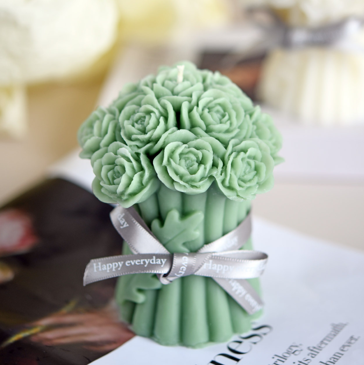 Venta caliente ramo forma vela dulce lindo regalo de boda decoración del hogar regalo decoración caliente-venta al por mayor