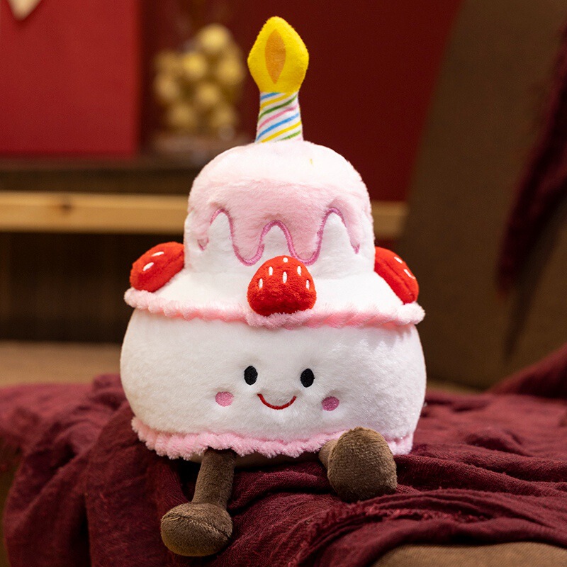誕生日の歌を歌うケーキ人形かわいい恋人レインボーストロベリーケーキぬいぐるみ誕生日ギフト小道具|undefined