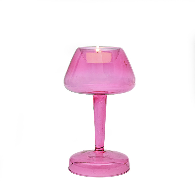Candelaria de vidrio de colores europea lámpara de escritorio creativa modelado candelabros retro coloridos candelabros caseros ornamentos chinos