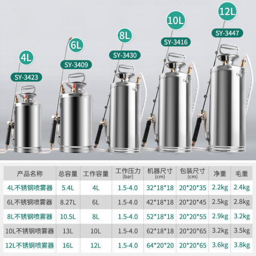 Stainless steel sprayer spray bottle agricultural sprayer pneumatic high pressure small pesticide barrel spray bottle