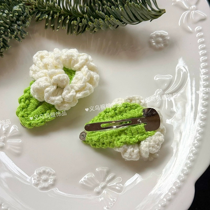 Демисезонный knitted свежий зажим для волос, милый горный чай, шпильки, челка, цветы